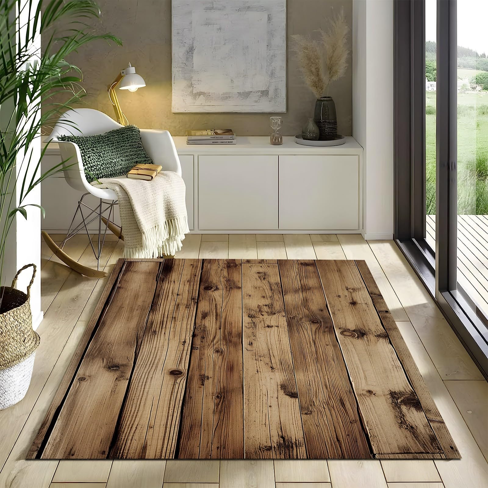 Amazon.com: Area Rugs 6x9 ft, Retro Wood Texture Rug Home Modern